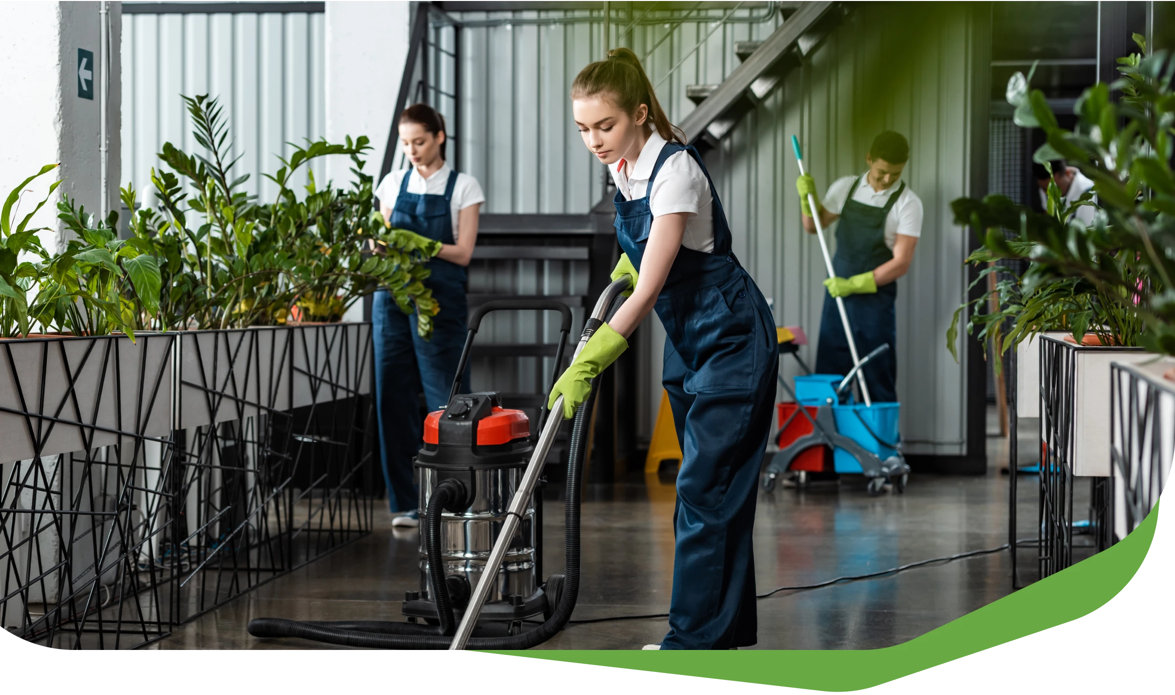 A dedicated crew delivering reliable commercial cleaning services to businesses.